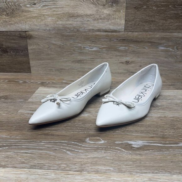 Calvin Klein Kirra Bow Bone Pointed Toe Low Heel Shoes Women's Size 7 - Picture 1 of 7